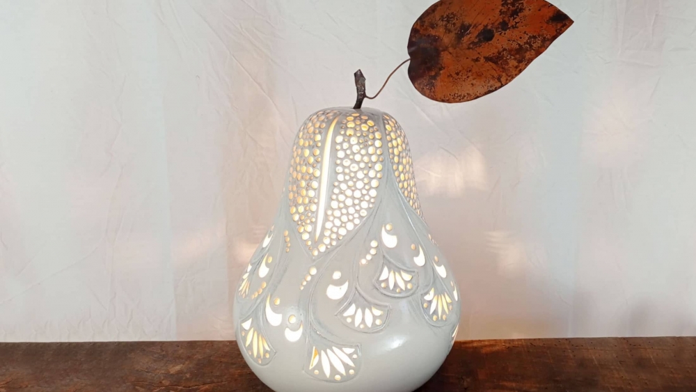 Lampe céramique - Poire - Blanc