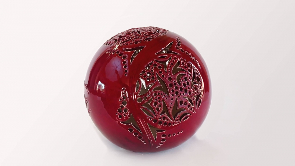 Lampe Céramique - Sphère rouge