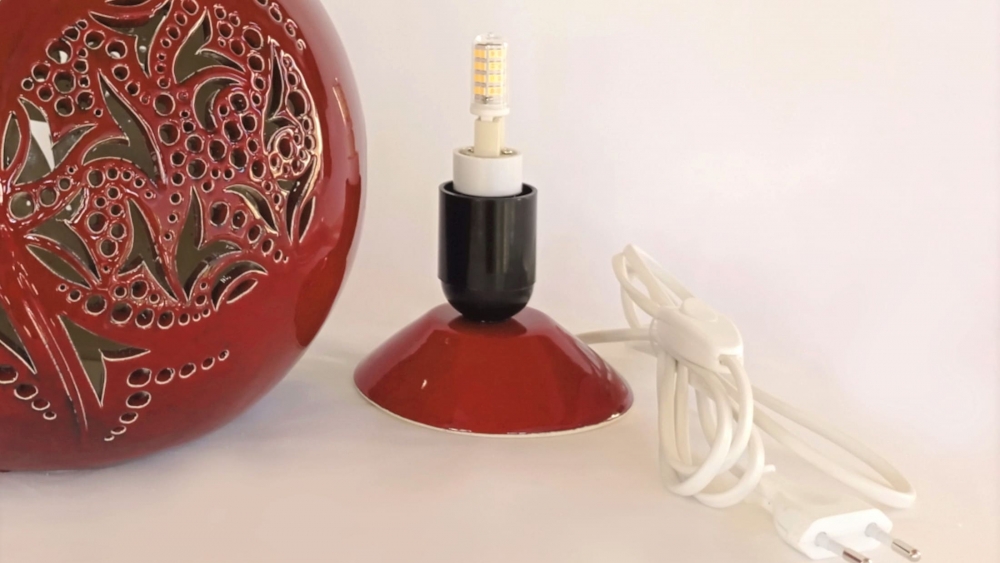 Lampe Céramique - Sphère rouge