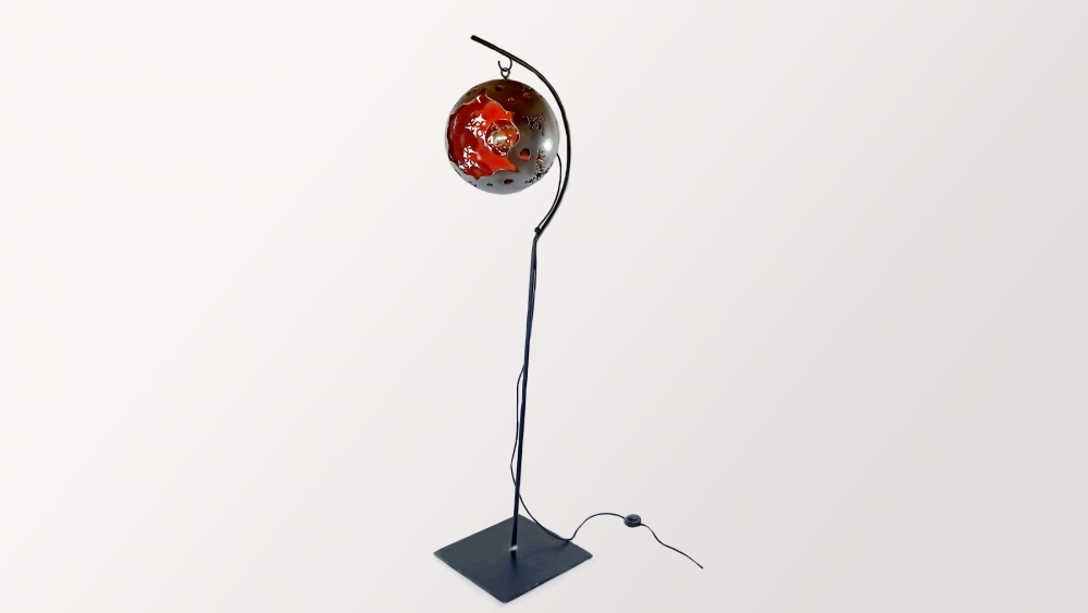 Lampe céramique sur pied Eclosion Rouge 38cm